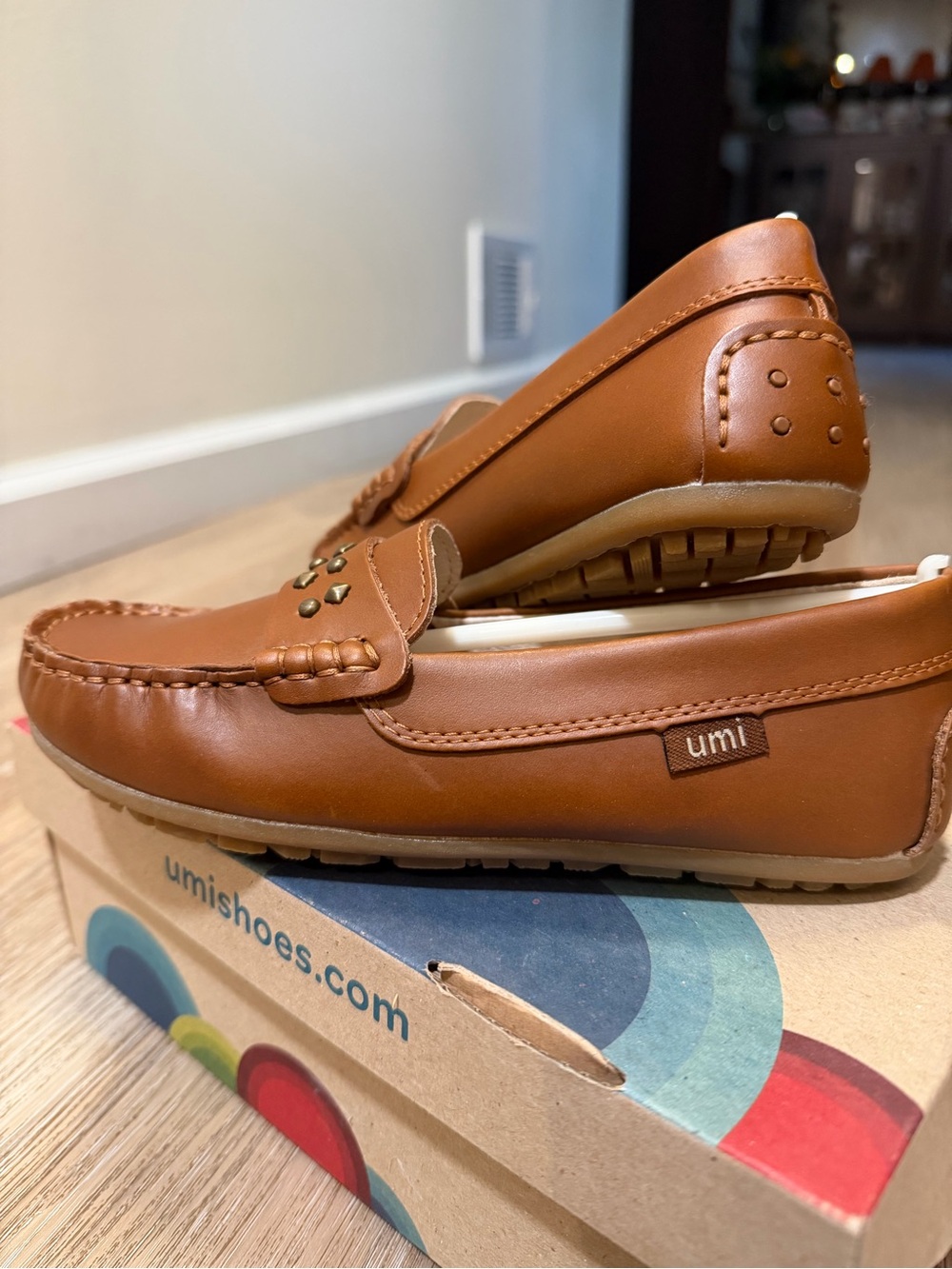 Umi School Uniform Loafers Size 1 Youth US EU 32 Brown Leather Comfort Shoes NEW